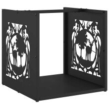 vidaXL Firewood Rack Black 40x40x40 cm Cold-rolled steel fireplace log holder