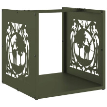 vidaXL Firewood Rack Olive Green 40x40x40 cm Cold-rolled steel
