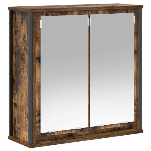 vidaXL Bathroom Wall Cabinet with Mirror Smoked Oak 60x21x60 cm