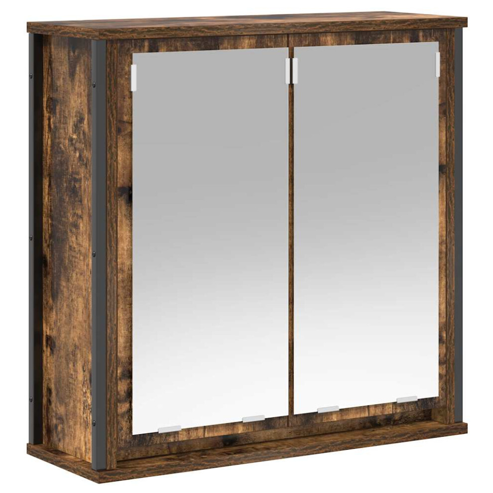 Vidaxl Bathroom Wall Cabinet With Mirror Smoked Oak 60X21x60 Cm