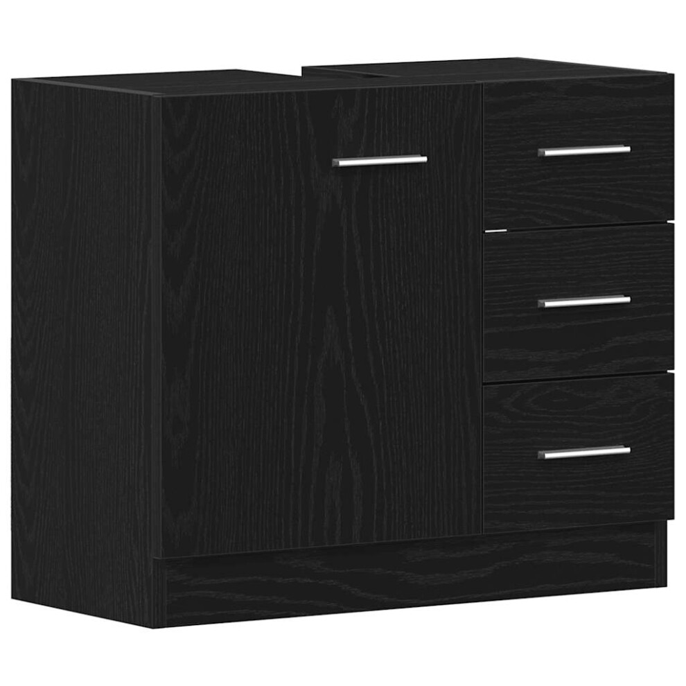 Vidaxl Sink Cabinet Oak 63X30x54 Cm Engineered Wood Black
