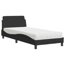 vidaXL Bed with Mattress Bed Base Mattress Foundation Black Single Velvet
