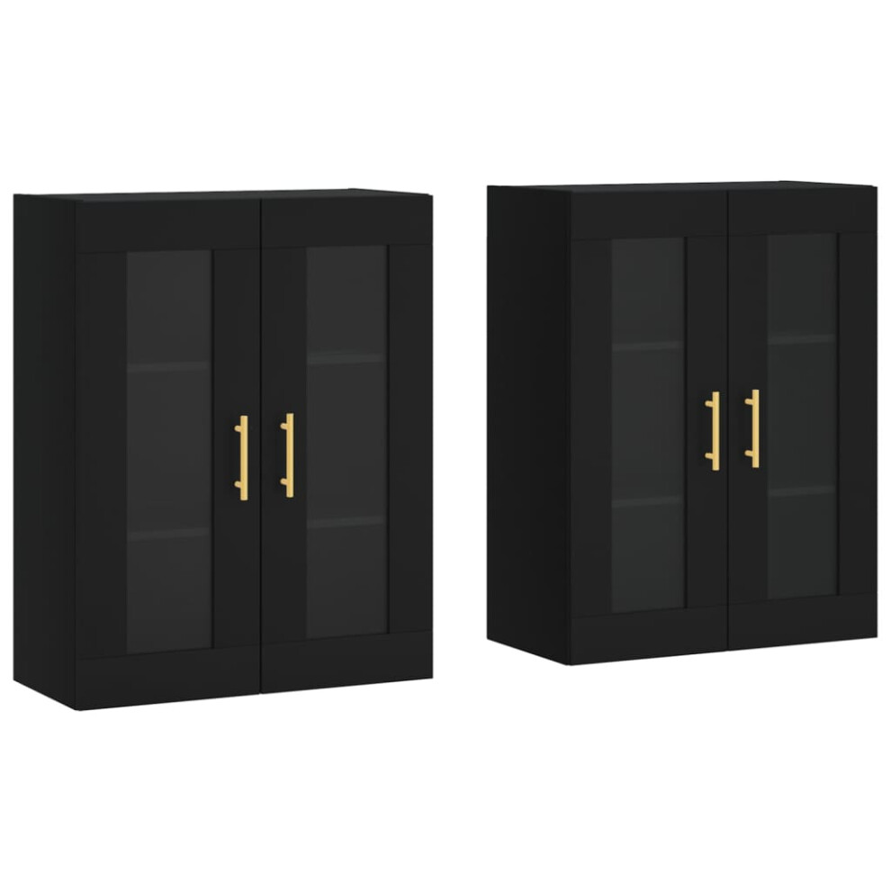 Vidaxl Wall Mounted Cabinets Storage Wall Cupboard2 Pcs Black Engineered Wood