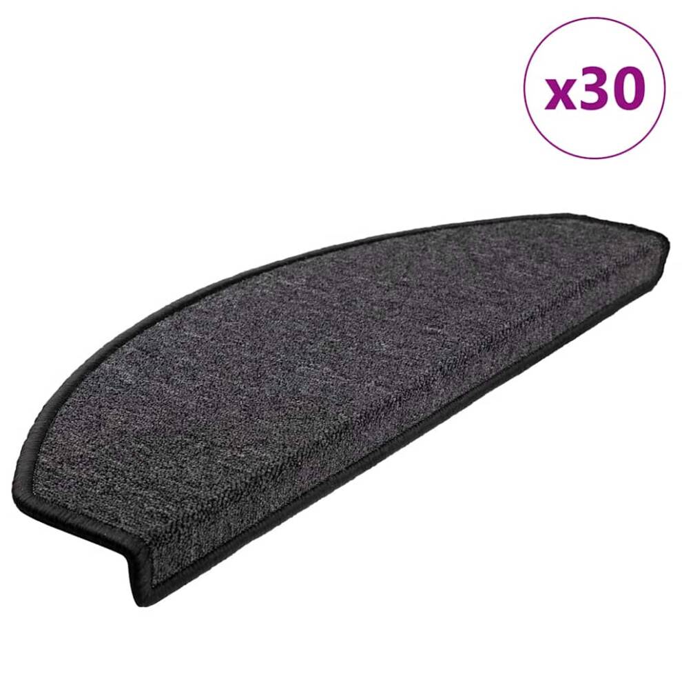 Vidaxl Stair Mats 30 Pcs 65X24x4 Cm Anthracite Half Round Large, Black - Image 2
