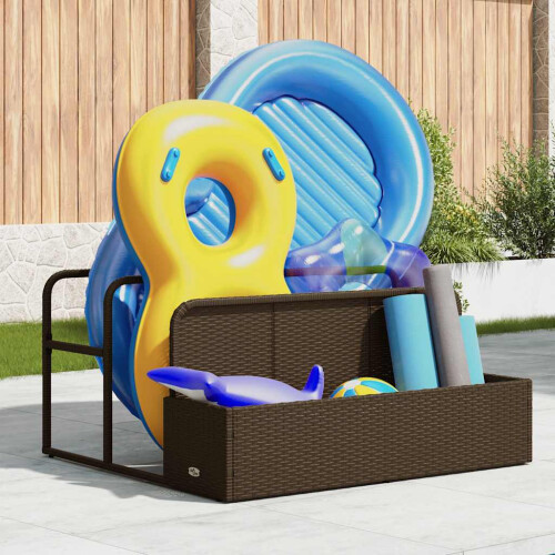VidaXL vidaXL Poolside Float Storage Brown 110x100x57 cm Poly Rattan poolside storage 2