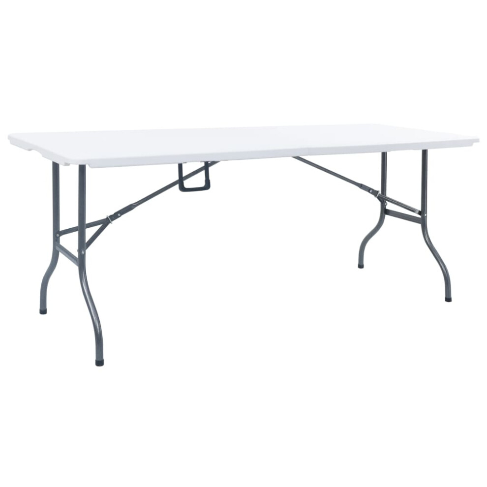 vidaXL Folding Garden Table White 72cm HDPE Outdoor Foldable Camping Table