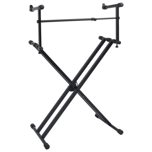VidaXL vidaXL Double Braced Keyboard Stand X-Frame Black Piano Height Adjustable 2