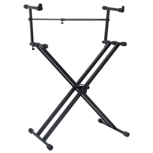 VidaXL vidaXL Double Braced Keyboard Stand X-Frame Black Piano Height Adjustable