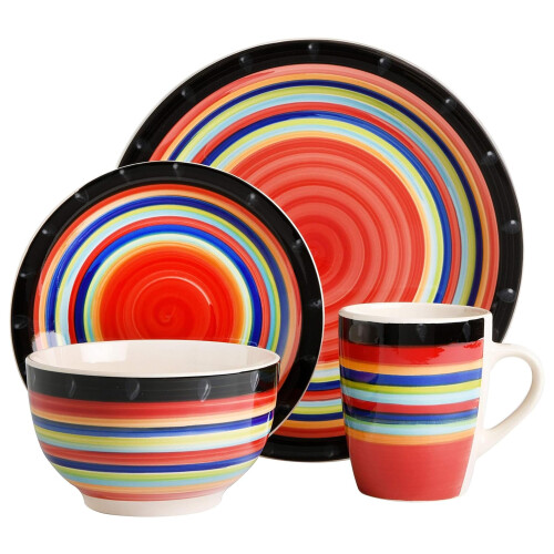Gibson Home Casa Stella Dinnerware Set, Red, 16-Piece 1