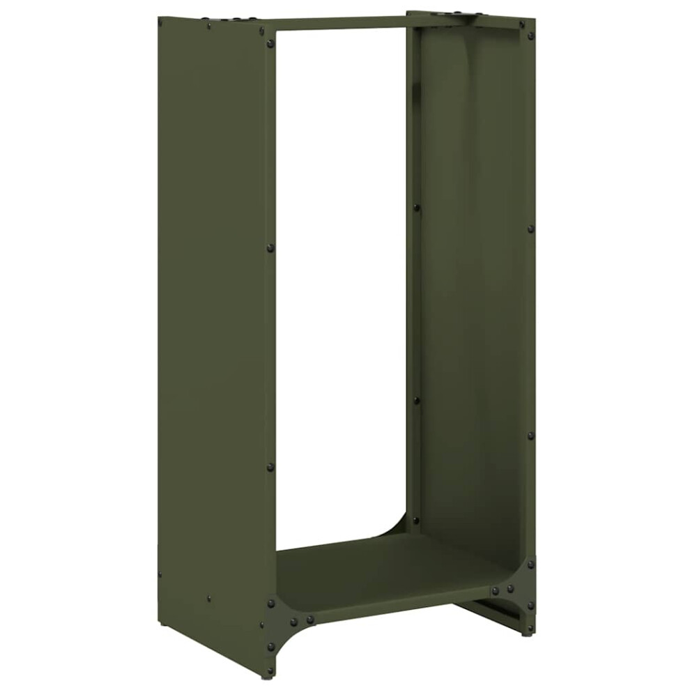 Vidaxl Firewood Rack Olive Green 40X30x80 Cm Cold-Rolled Steel