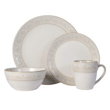 Pfaltzgraff 5246634 Amelia Cream 16-Piece Dinnerware Set, Stoneware, Assorted