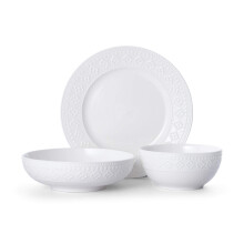 Pfaltzgraff 5268037 Haisley 12-Piece Dinnerware Set, Porcelain, White