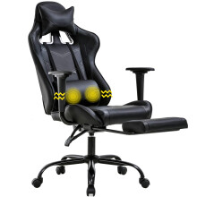 Gaming Chair Racing Office Chair Ergonomic Desk Chair Massage PU Leather Recliner PC Computer Chair with Lumbar Support Headrest Armrest Footrest