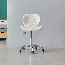 N/Q LEMROE Office 360 Degrees Swivel Chair with Wheels Adjustable Computer Chair for Desk Faux Leather Chair Gaming Chair (White, 1PC)