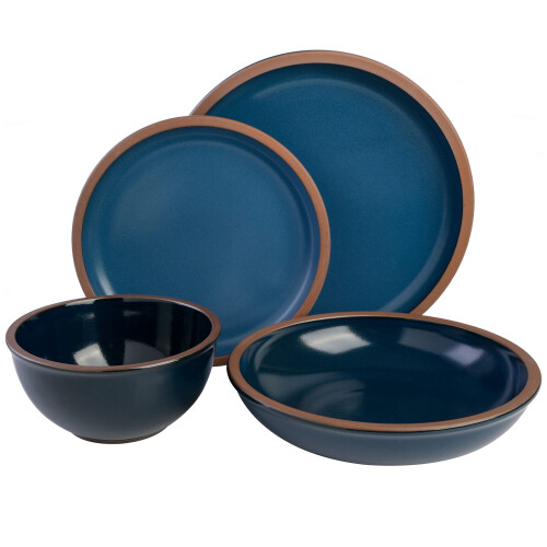 Gibson Elite Lagos Coupe Dinnerware Set, Service for 4 (16pcs), Blue 1