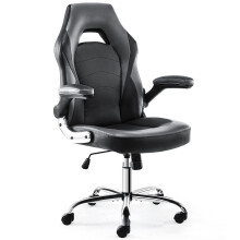 JHK Gaming Chair - Office Chair Desk Chairs with Wheels Computer Chair with Flip-up Armrest and Height Adjustable Swivel Chair Splicing PU Leather