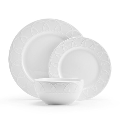 Pfaltzgraff Jules 12 Piece Dinnerware Set, Service for 4 White 1
