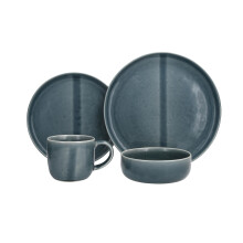 Nosse with Fortessa Svelte Stoneware 16 Piece Dinnerware Set, Service for 4, Deep Blue