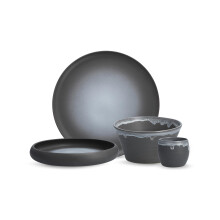 Cloud Terre by Fortessa Collection No 1 Stoneware 16 Piece Dinnerware Set, Service for 4, Charcoal