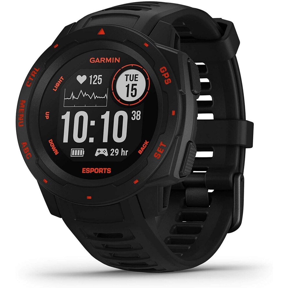 Garmin Instinct, Rugged GPS Smartwatch, Esports Edition for Esports Athletes, Black (Renewed)