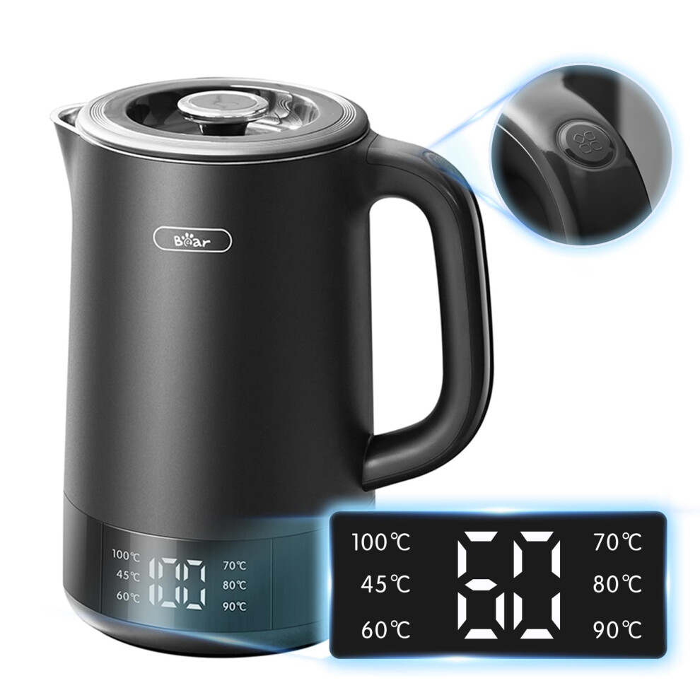 Bear 1.7L Electric Kettle with 6 Temperature Settings, 1800-2200W, Auto shut-off, Microprocessor Touch Panel, BPA Free, Dry Boil Protection, Fast-image-OPC-PG7K2JZ-NEW