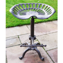 Brown Bar Stool Vintage Cast Iron Tractor Style Seat Adjustable Kitchen Garden