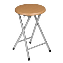 Premier Housewares Folding Chair Rubberwood Stool Chair Foldable Chair Silver Legs Retractable Stool Folding Chairs Indoor Folding Bar Stool 45x30x30