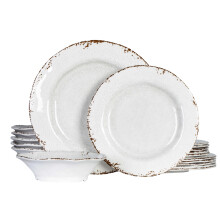 ZAROCRUS Melamine Dinnerware Sets, Lightweight and Unbreakable Outdoor Plates and Bowls Set,18 Piece RV Dishes Set for 6, Chip Resistant Kitchen