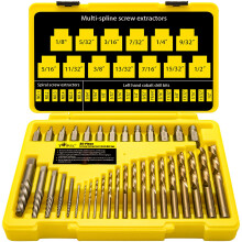 Topec 35-Piece Screw Extractor and Left Hand Drill Bits Set, Easy Out Screw Extractor Set with Reverse Drill Bits, Multi-Spline Extractors for