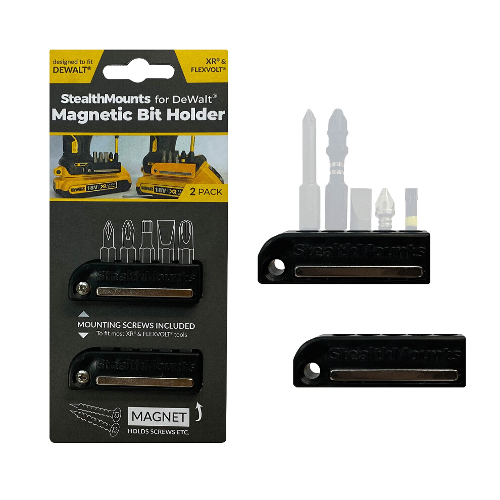 Stealthmounts Black Dewalt Xr & Flexvolt Magnetic Bit Holder | Drill Bit Organiser | Perfect Bit Holder For Dewalt Xr & Flexvolt Drills And Impacts (2 728488325810