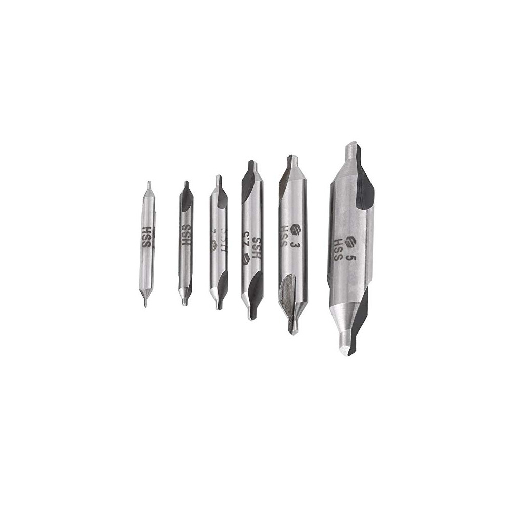 6Pcs Sharp And Durable Hss 60 Degree Center Drill Bits Centering Drills Set Countersink Lathe Bit Mill Tooling Set 1/1.5/2/2.5/3/5Mm 736077500982