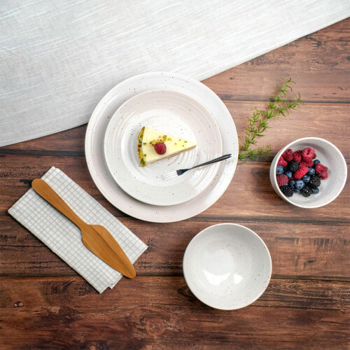 Siterra 16-Piece Casual Rustic White Stoneware Dinnerware Set (Service for 4) 1