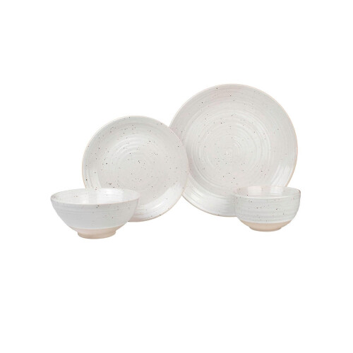 Siterra 16-Piece Casual Rustic White Stoneware Dinnerware Set (Service for 4)