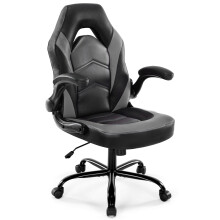 DUMOS Ergonomic Computer Gaming Chair - Home Office Desk with PU Leather Lumbar Support, Height Adjustable Big and Tall Video Game with Flip-up