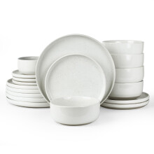 famiware Milkyway Plates and Bowls Set, 18 Pieces Serving Dishes Dinnerware Sets for 6, White...
