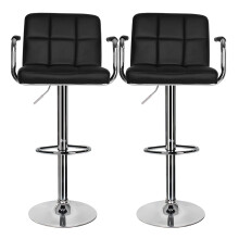 Bar Stools Set of 2, Breakfast Bar Stool with Armrest and Back Swivel Gas Lift Leather Kitchen Bar Stool for Breakfast Bar/Counter/Kitchen Home
