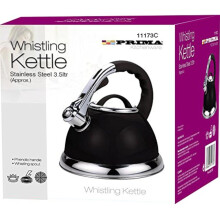 PRIMA 3.5Ltr S/S Whistling Kettle Metalic Black, Stainless Steel