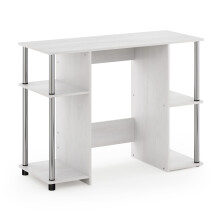 Furinno Computer Study Desk, Engineered Wood, White Oak/Stainless Steel, 39.5 (D) x 97.51 (W) x 72.59 (H) cm