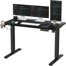 SANODESK QS1+140 * 60 Electric Standing Desk Height Adjustable Standing Desk Sit Stand Desk Adjustable Desk 4-Memory Smart Pannel (Black Frame+ Black