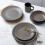 Stone Lain Daisy Stoneware 32-piece Round Dinnerware Set, Brown and Black 4