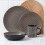 Stone Lain Daisy Stoneware 32-piece Round Dinnerware Set, Brown and Black 3