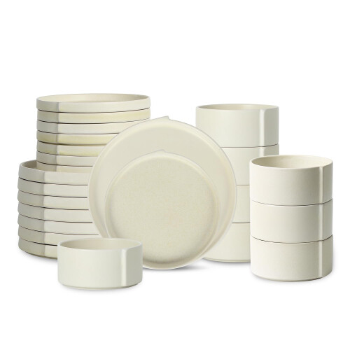 Stone Lain Bao 24-Piece Dinnerware Set Stoneware, Beige