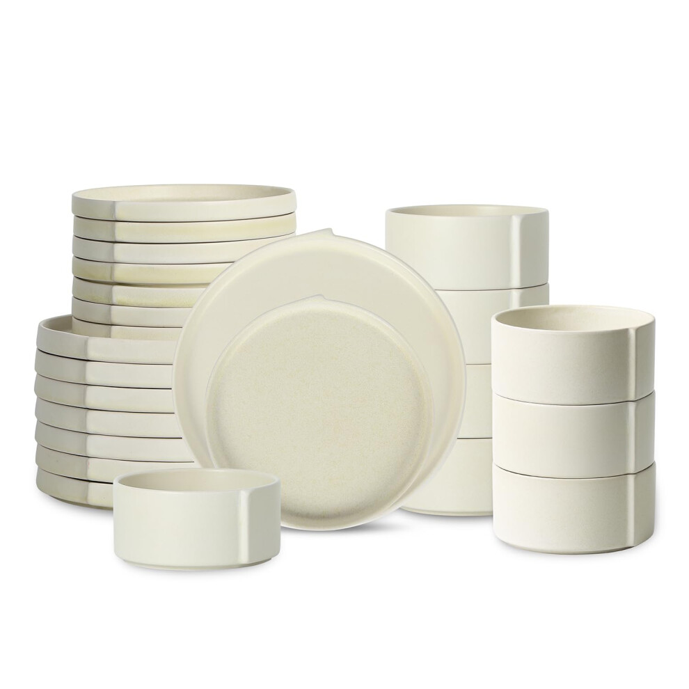 Stone Lain Bao 24-Piece Dinnerware Set Stoneware, Beige