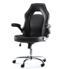 Ergonomic Computer Gaming Chair ? PU Leather Office Chair with Padded Flip-up Armrests and Lumbar Support, Height Adjustable Computer Chair Swivel