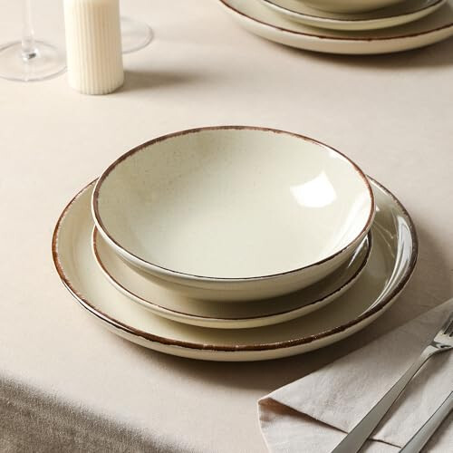 Earth and Clay Heath 12-Piece Dinnerware Set Stoneware, Coffee 1