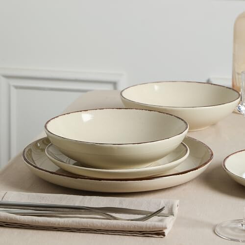 Earth and Clay Heath 12-Piece Dinnerware Set Stoneware, Coffee 2