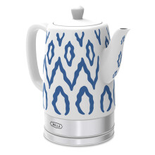 BELLA Electric Kettle and Tea Pot, Ceramic Water Heater with Detachable Swivel Base, Auto Shut Off and Boil Dry Protection, 1.5 Liter, Blue Aztec