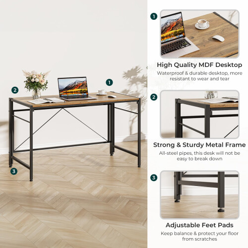 Dripex Dripex Folding Desk 110 x 50cm Writing Computer Desk Foldable Table Space Saving Home Office Desk Easy Assembly, Beech 2