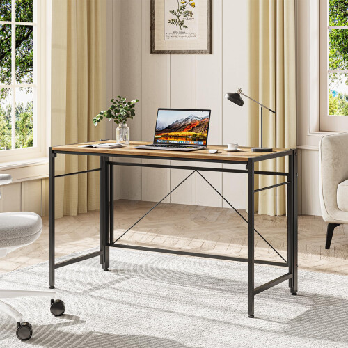 Dripex Dripex Folding Desk 110 x 50cm Writing Computer Desk Foldable Table Space Saving Home Office Desk Easy Assembly, Beech