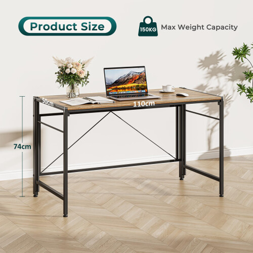 Dripex Dripex Folding Desk 110 x 50cm Writing Computer Desk Foldable Table Space Saving Home Office Desk Easy Assembly, Beech 1